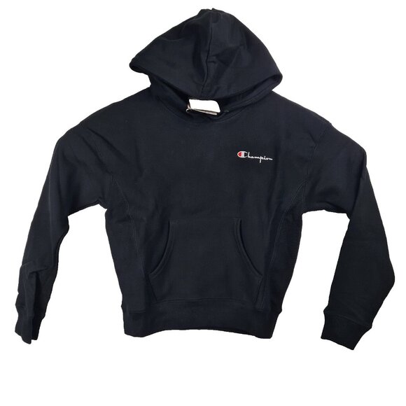 Champion Women Reverse Weave Fleece Pullover Black Hoodie - Picture 1 of 12